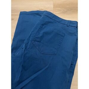 Blue SAKS FIFTH AVENUE Womens Size Large Slim Straight Cotton Blend Career Pants